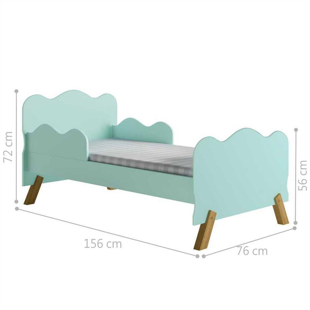 Mini Cama Nuvenzinha Verde Com Proteção Lateral E Colchão - 3