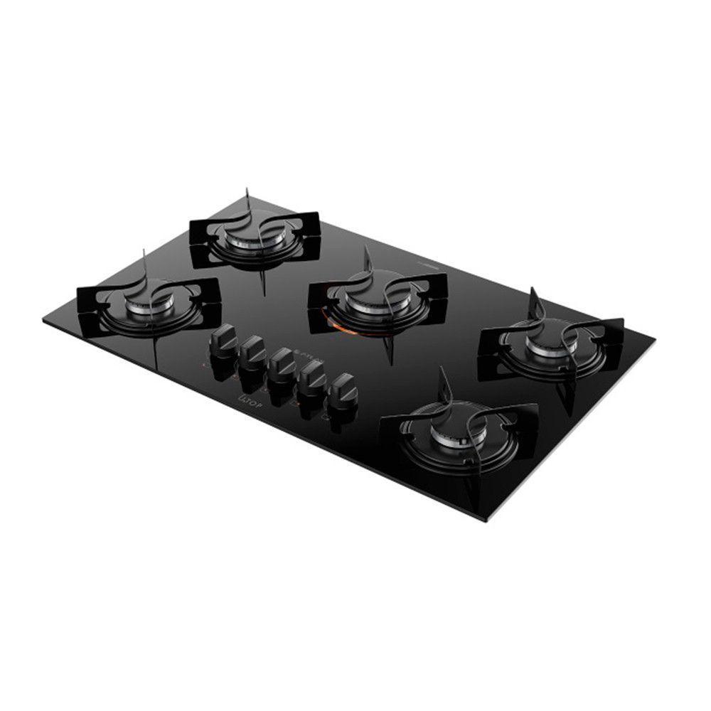 Cooktop 5 Bocas Preto Com Mesa De Vidro Atlas U Top Preto Bivolt - 6
