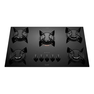Cooktop a Gás Atlas U Top 5 Bocas Vidro Temperado com Acendimento Superautomatico Preto Bivolt