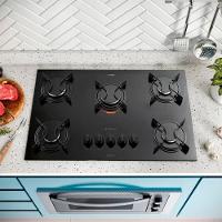 Cooktop 5 Bocas Preto Com Mesa De Vidro Atlas U Top Preto Bivolt - 3