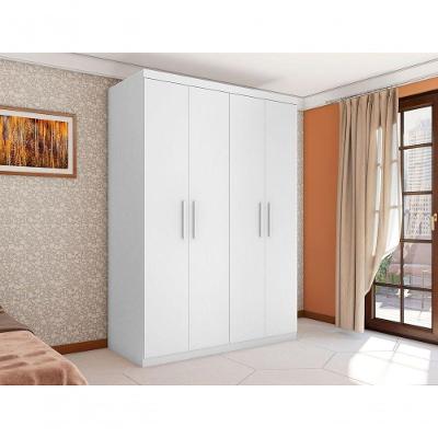 Guarda Roupa Casal Miami 4 Portas de Bater 3 Gavetas Branco MDP Framar Móveis