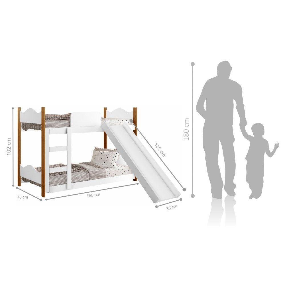 Mini Beliche Infantil Branco Com Escorregador E Colchões - 4