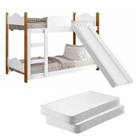 Mini Beliche Infantil Branco Com Escorregador E Colchões - 1