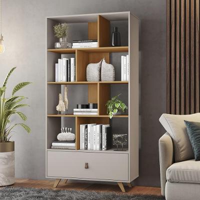 Livreiro Office Giga Com 3 Prateleiras E 1 Gaveta Off White/Cinamomo Off White/Cinamomo