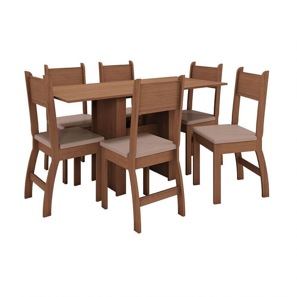 Conjunto Mesa De Jantar 6 Lugares Milano Carvalho Com Savana - 1