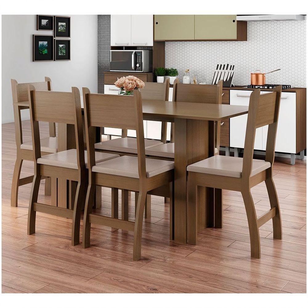 Conjunto Mesa De Jantar 6 Lugares Milano Carvalho Com Savana - 4