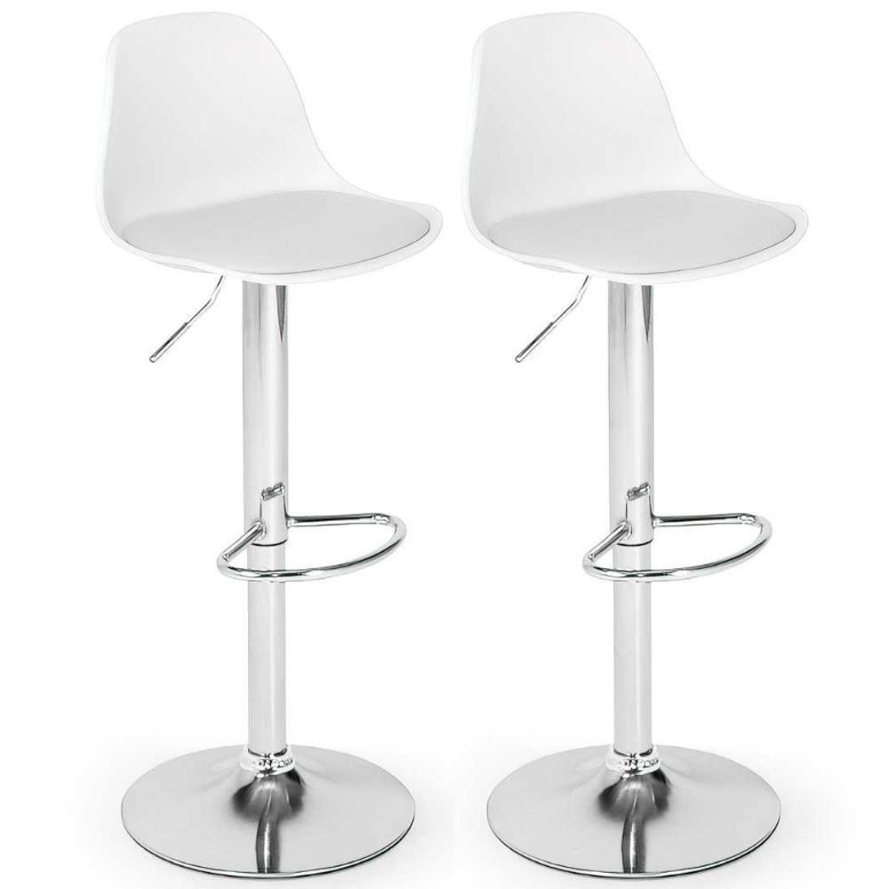 Kit 2 Banqueta Alta Leda Estofada Com Base Giratória E Regulagem De Altura - Branco - 1