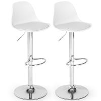 Kit 2 Banqueta Alta Leda Estofada Com Base Giratória E Regulagem De Altura - Branco - 1