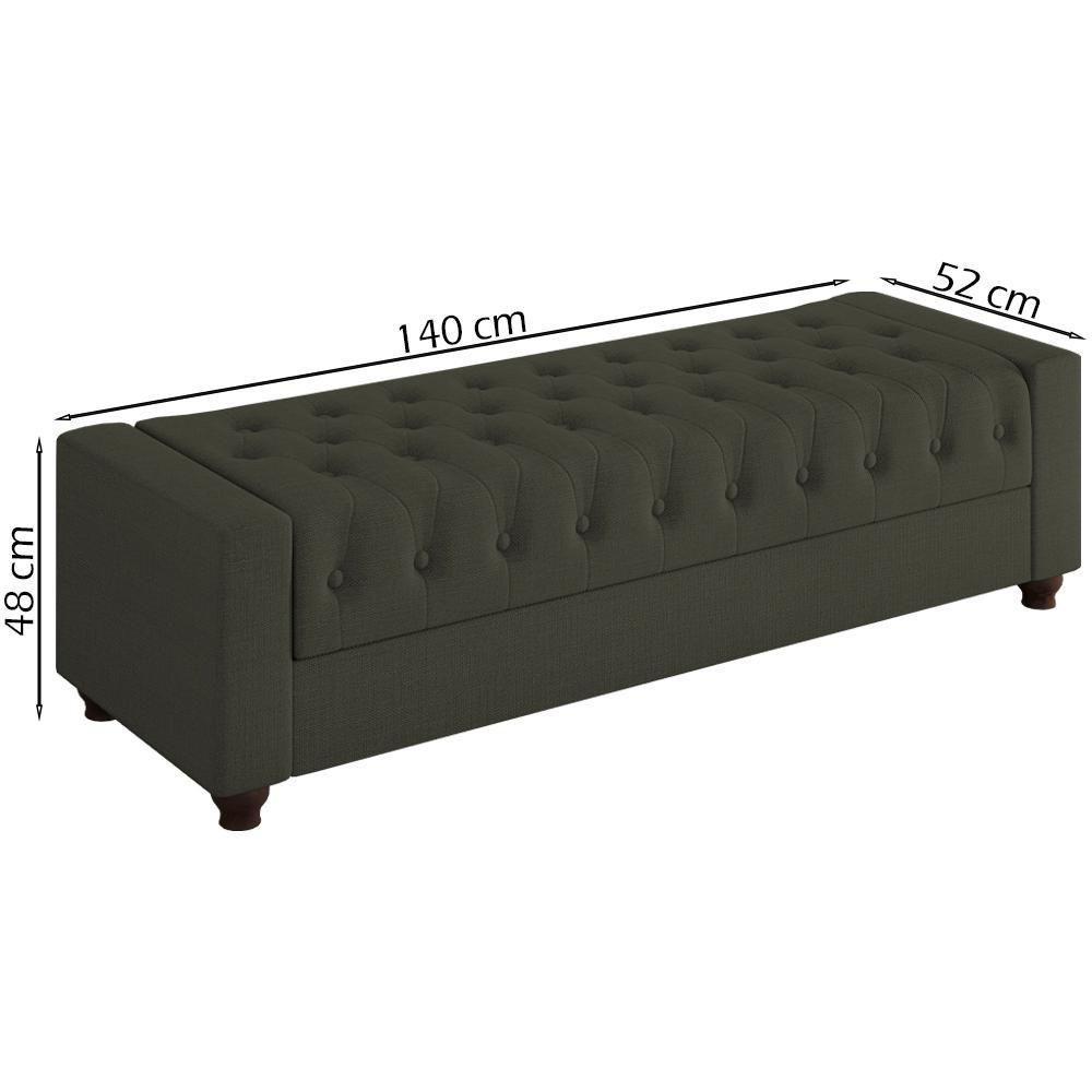 Recamier Calçadeira Bau 140 Cm Pes Mdf Parri Linho Sl 74 Peer Sl 74 - 6