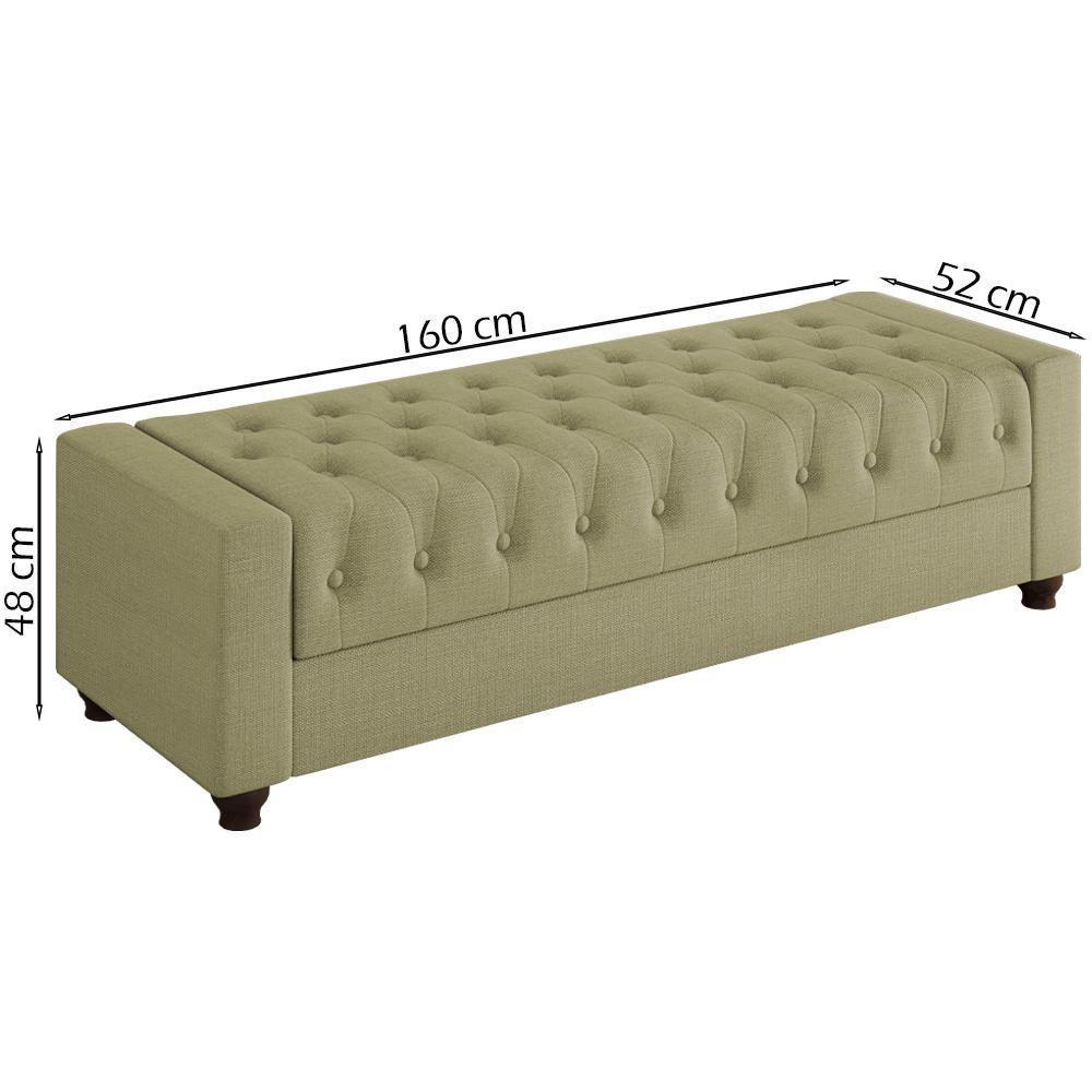 Recamier Calçadeira Bau 160 Cm Pes Mdf Parri Linho Sl 75 Peer Sl 75 - 8