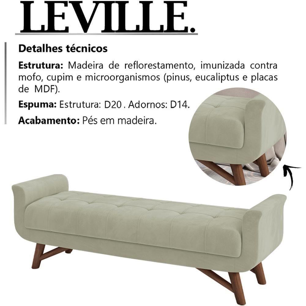 Puff Recamier 160 Cm Pes Madeira Leville Veludo Sl 940 Peer Sl 940 - 4