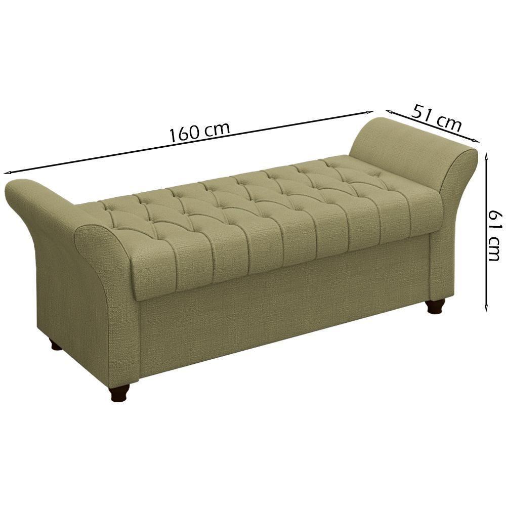 Recamier Calçadeira Bau 160 Cm Pes Mdf Ogeo Linho Sl 75 Peer Sl 75 - 7