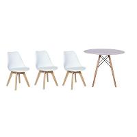 Kit Mesa Jantar Eiffel 100cm Branca + 03 Cadeiras Leda - Branca - 5