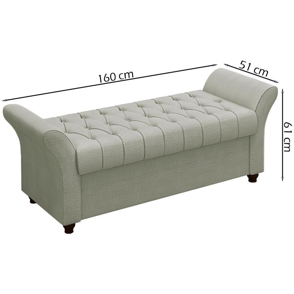 Recamier Calçadeira Bau 160 Cm Pes Mdf Ogeo Linho Sl 76 Peer Sl 76 - 4