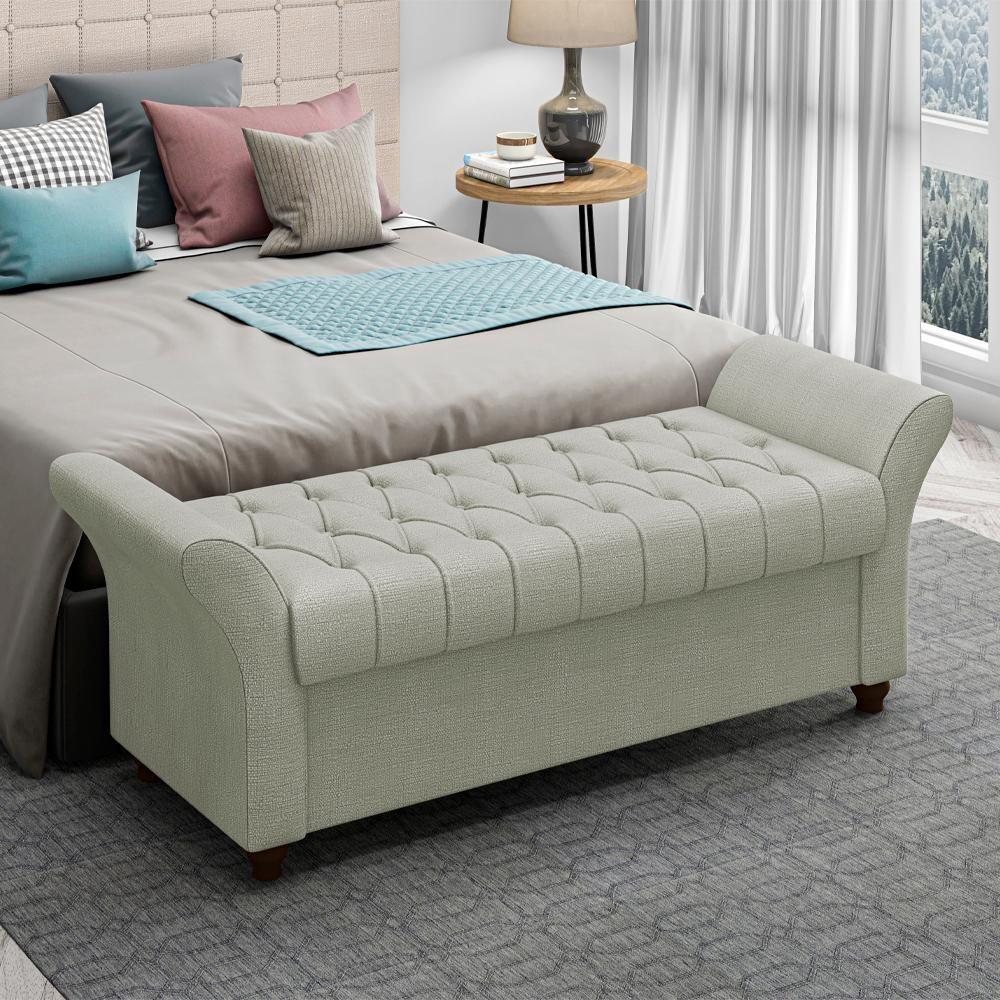 Recamier Calçadeira Bau 160 Cm Pes Mdf Ogeo Linho Sl 76 Peer Sl 76 - 7