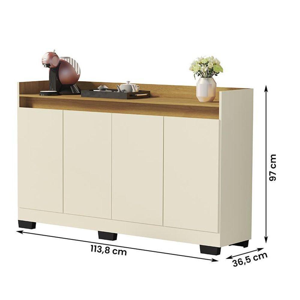 Aparador Buffet Sala Lord 4 Portas Perola/mel Perola/mel - 2