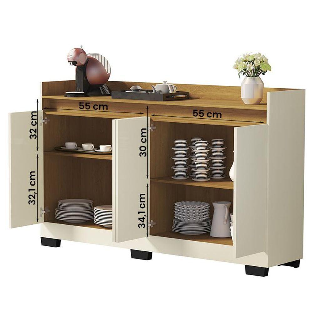 Aparador Buffet Sala Lord 4 Portas Perola/mel Perola/mel - 3