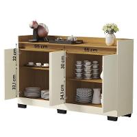 Aparador Buffet Sala Lord 4 Portas Perola/mel Perola/mel - 3