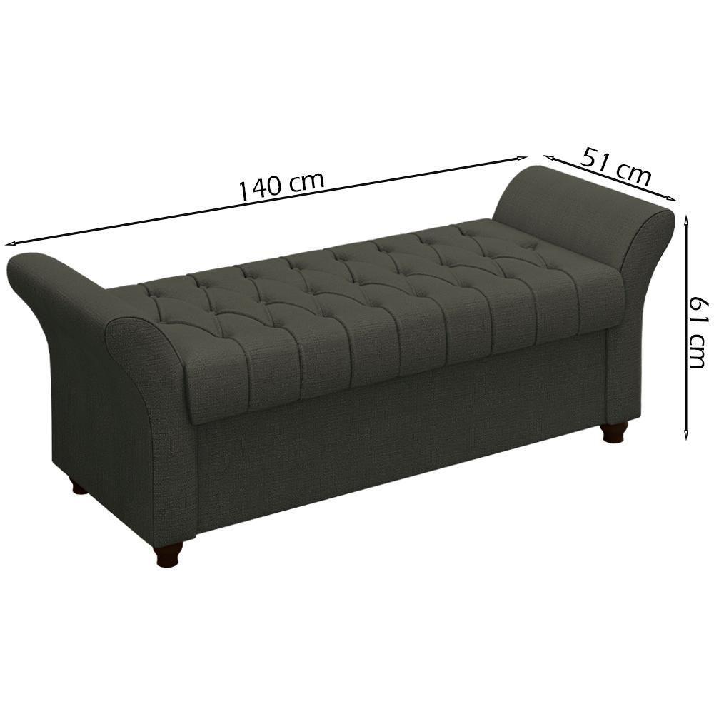 Recamier Calçadeira Bau 140 Cm Pes Mdf Ogeo Linho Sl 74 Peer Sl 74 - 3