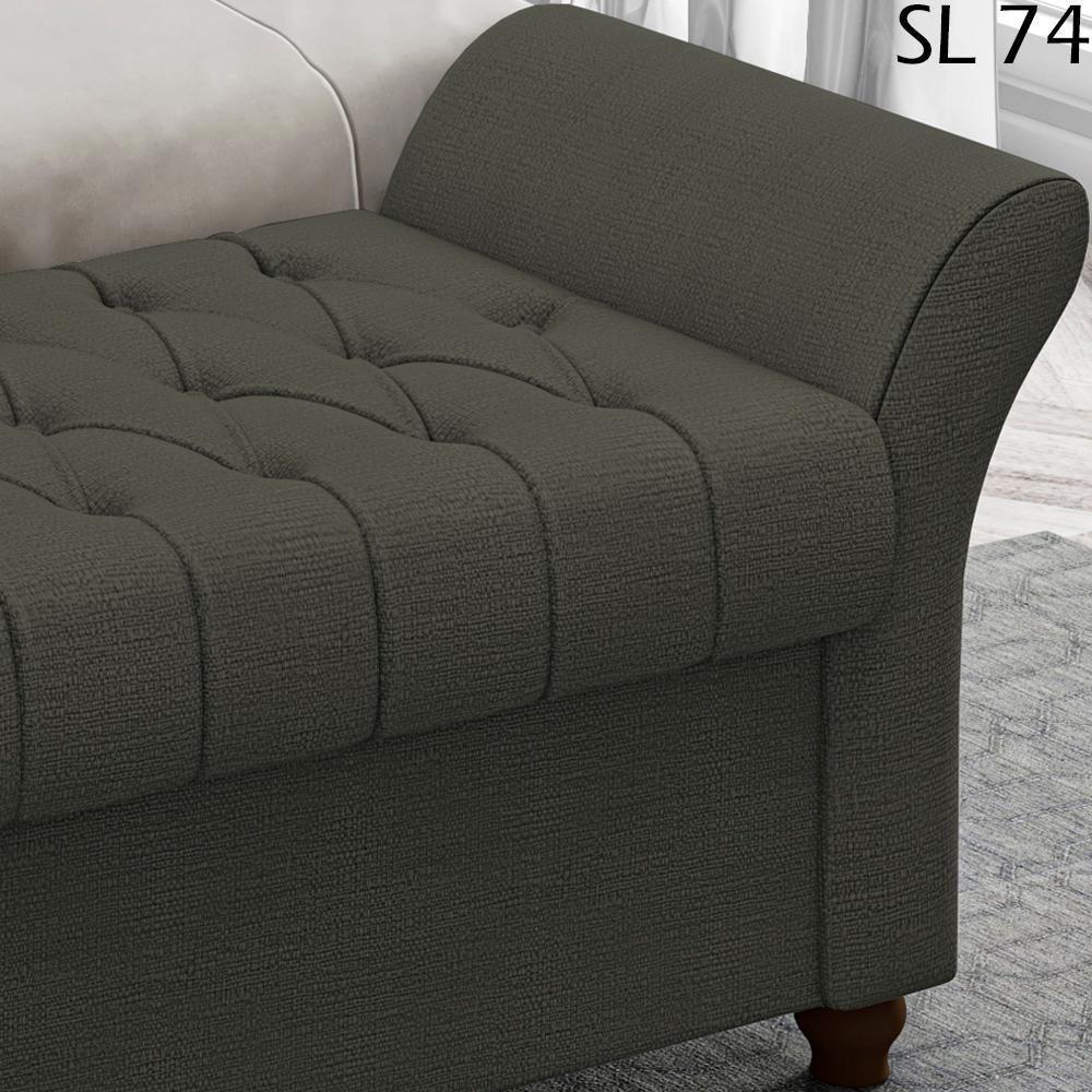 Recamier Calçadeira Bau 140 Cm Pes Mdf Ogeo Linho Sl 74 Peer Sl 74 - 4