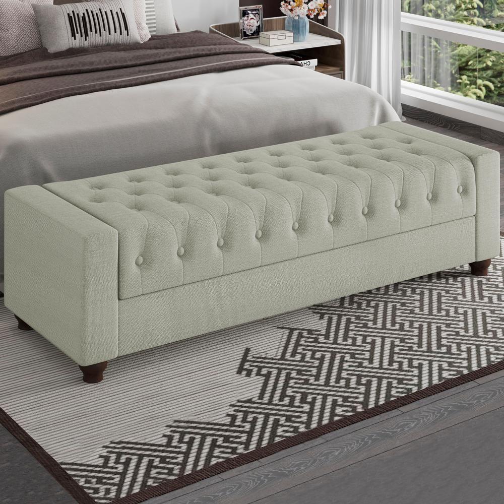 Recamier Calçadeira Bau 140 Cm Pes Mdf Parri Linho Sl 76 Peer Sl 76 - 4