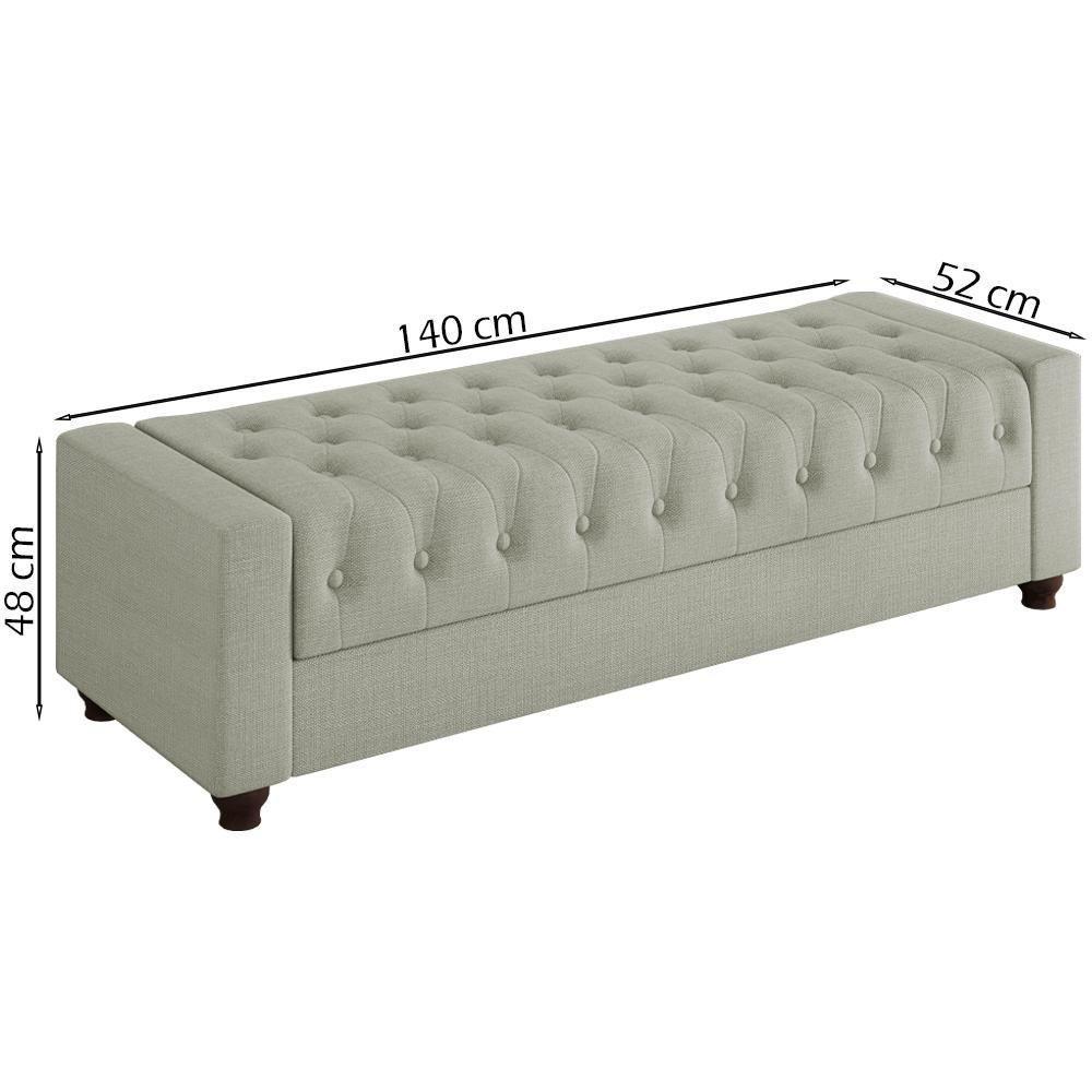 Recamier Calçadeira Bau 140 Cm Pes Mdf Parri Linho Sl 76 Peer Sl 76 - 8