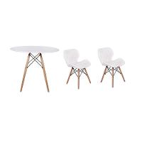 Conjunto Mesa Jantar Eiffel 100cm Branca e 02 Cadeiras Slim - 1