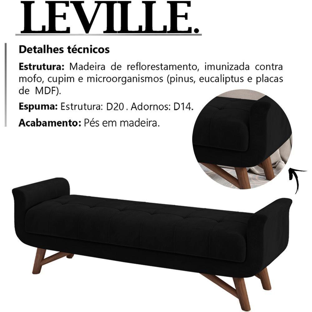 Puff Recamier 140 Cm Pes Madeira Leville Veludo Sl 944 Peer Sl 944 - 3