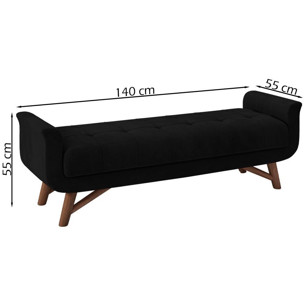 Puff Recamier 140 Cm Pes Madeira Leville Veludo Sl 944 Peer Sl 944 - 6