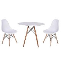Mesa Jantar Eiffel 100cm Branca e 02 Cadeiras Charles Eames - 1