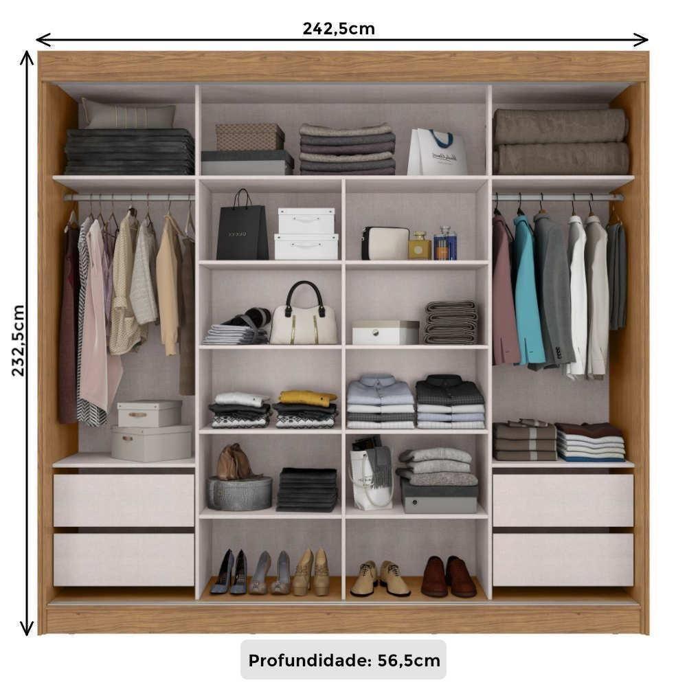 Guarda-roupa Casal 2 Portas 4 Gav 100% Mdf Mx Móveis Seul - 3