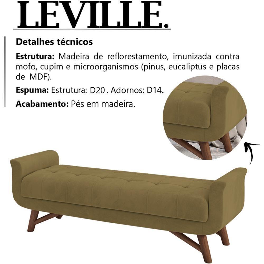 Puff Recamier 140 Cm Pes Madeira Leville Veludo Sl 945 Peer Sl 945 - 6