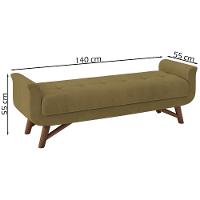 Puff Recamier 140 Cm Pes Madeira Leville Veludo Sl 945 Peer Sl 945 - 7