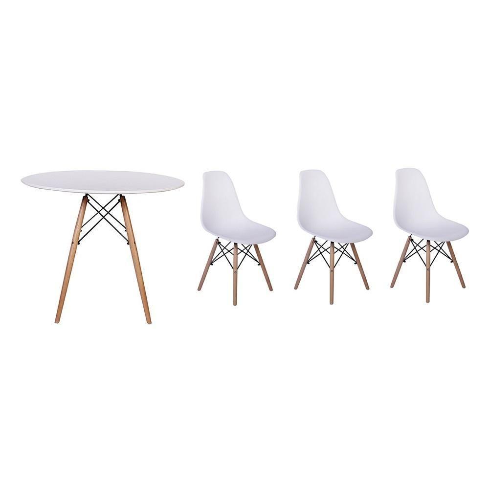 Mesa Jantar Eiffel 100cm Branca e 03 Cadeiras Charles Eames - 1