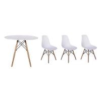 Mesa Jantar Eiffel 100cm Branca e 03 Cadeiras Charles Eames - 1