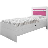 Cama Baú Solteiro Larissa Branco E Rosa Com Colchão - 3