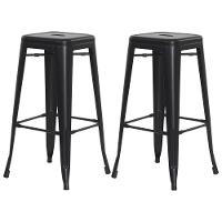 Kit 2 Banquetas Industrial Preto Fosco 76 Cm Aço Cozinha Bar - 1