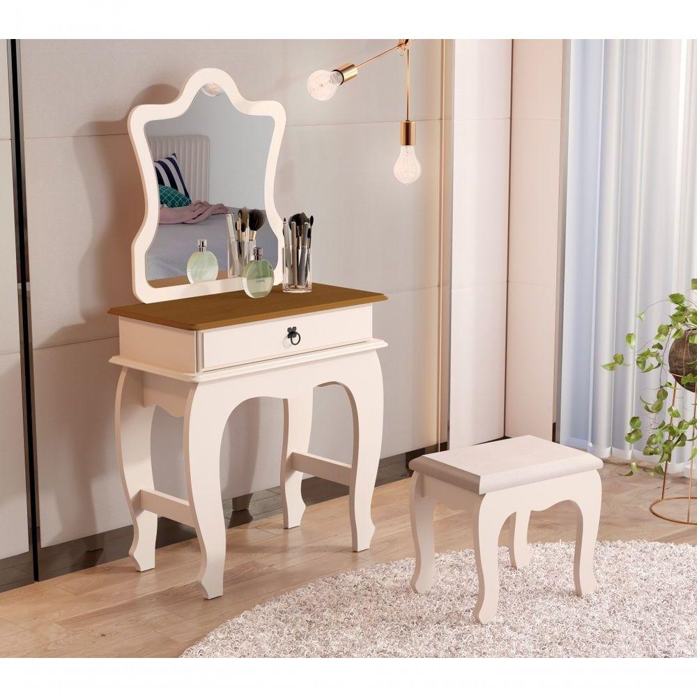Penteadeira Infantil Laila Com Banqueta Pérola Nature - 2