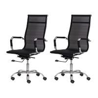 2 Cadeiras Escritório Mesh Presidente Preta Base Giratória - 1