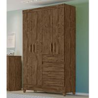 Guarda Roupa Solteiro 4 Portas 4 Gavetas Castanho - 1