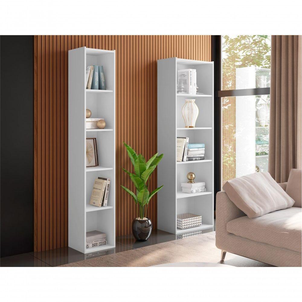 Conjunto Estante Livreiro 4 Prateleiras Julia Ruby Branco - 2