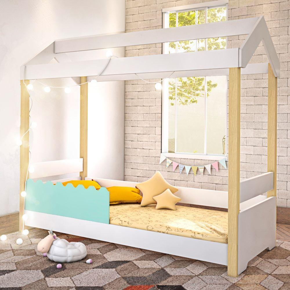 Cama Jéssica Solteiro Branco/menta Com Led - 1