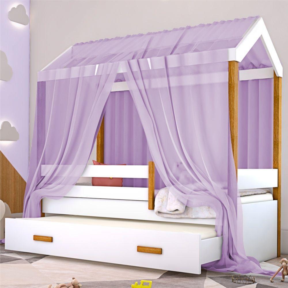 Bicama Montessori Exclusiv Com Colchão E Voal Lilás - 1