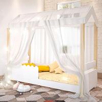 Cama Jéssica Solteiro Branco Com Voal Branco E Led - 1