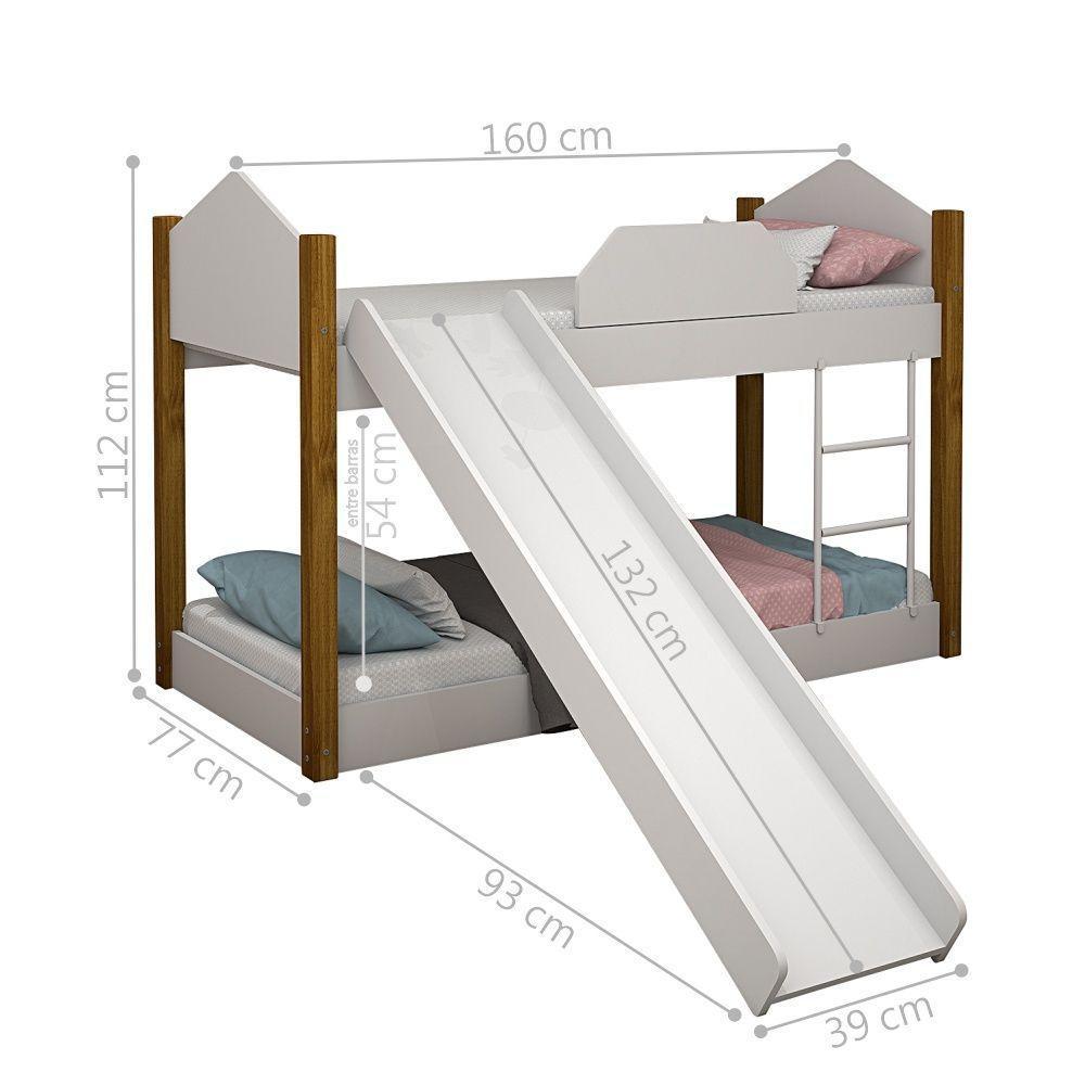 Beliche Infantil Branco E Mel C/ Colchões E Escorregador - 4