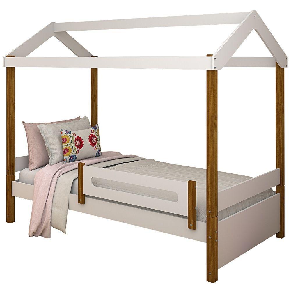 Cama Montessoriana Isa Solteiro Branco E Mel Com Colchão - 4
