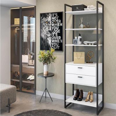 Roupeiro Cloe Com Gavetas Branco Preto