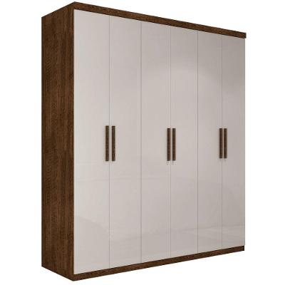 Guarda Roupa Casal Dubai 6 Portas Bater Malbec Off White MDP MDF Framar Móveis