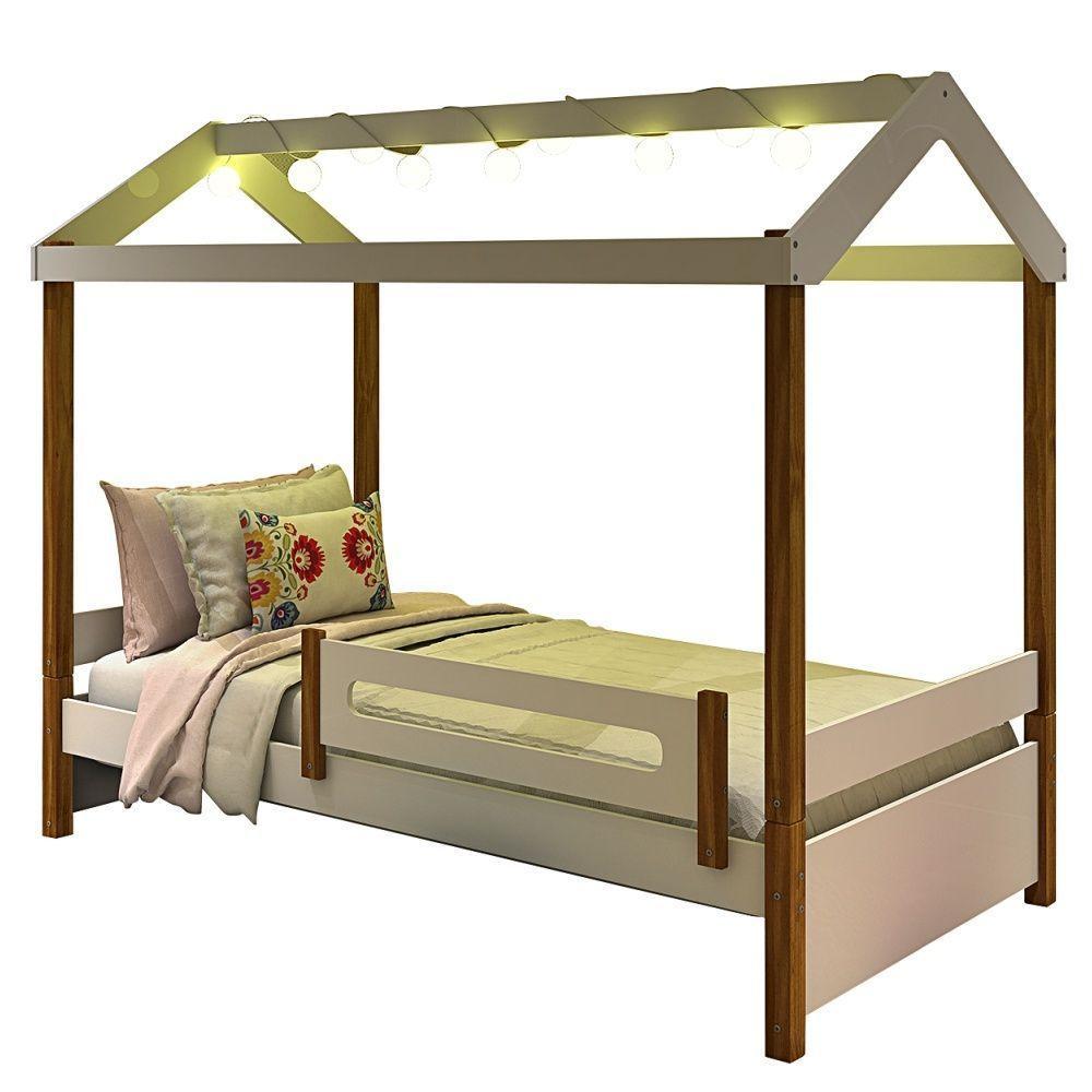 Cama Montessoriana Led Isa Branco E Mel Com Colchão - 4