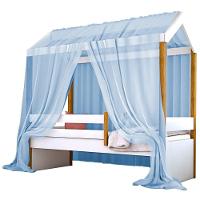Cama Montessoriana Exclusiv Solteiro Com Voal Azul - 4